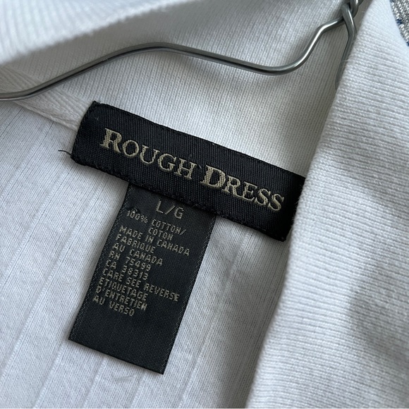 Rough Dress Plain White Ribbed Polo Shirt - Large - Picture 2 of 11
